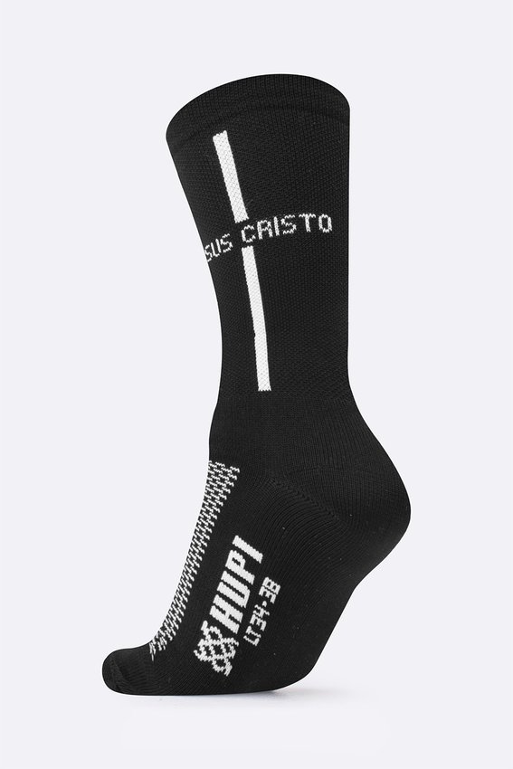 Meia HUPI Jesus Cristo Preto/Branco - Tamanho Plus 42-46