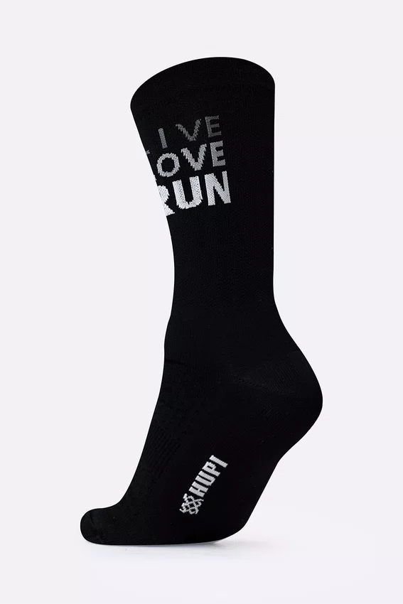Meia HUPI Live Love Run Preto - LT para pés menores 34-38