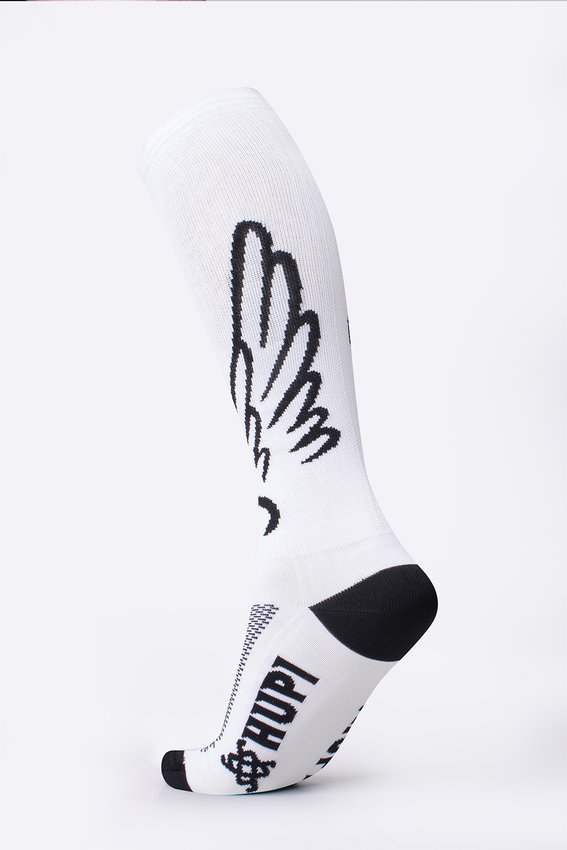 Meia HUPI Longa Asas Branco/Preto