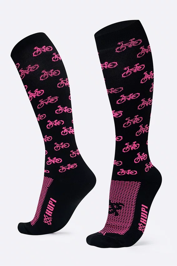 Meia HUPI Longa Bike Rosa