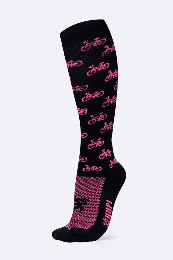 Meia HUPI Longa Bike Rosa