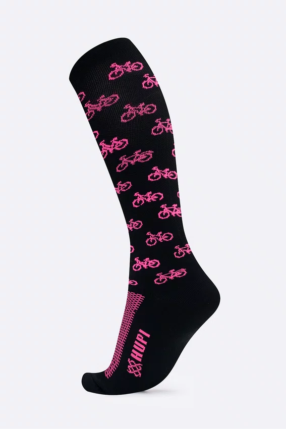 Meia HUPI Longa Bike Rosa