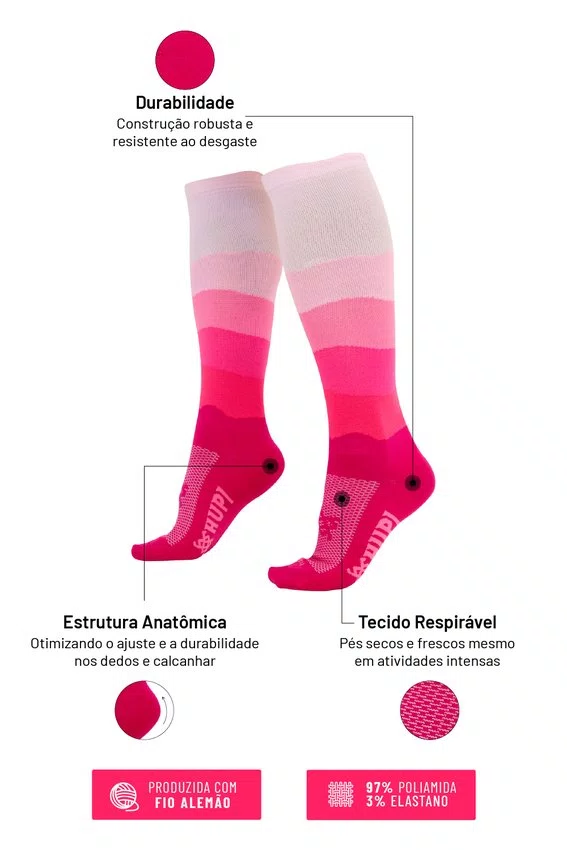 Meia HUPI Longa Colors Rosa