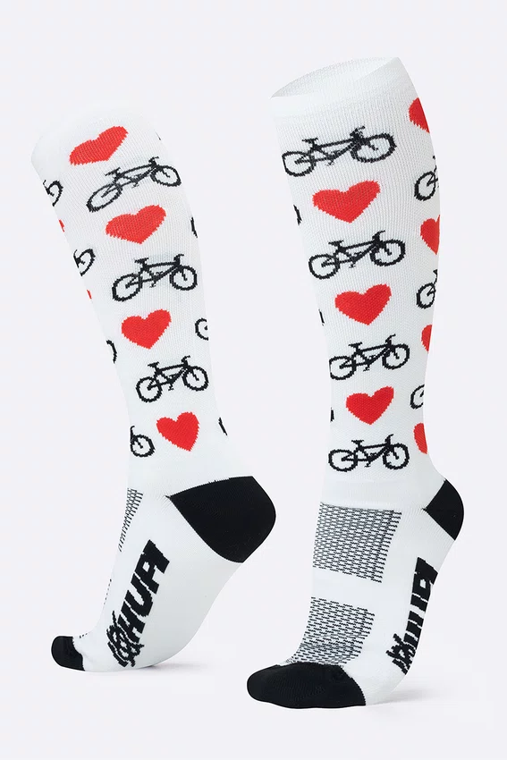 Meia HUPI Longa Love Bike Branco