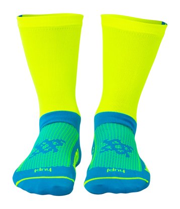 Meia HUPI No Day Off Amarelo Neon/Azul - LT para pés menores 34-38