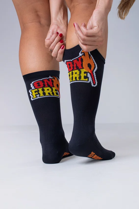 Meia HUPI On Fire Preto e Laranja