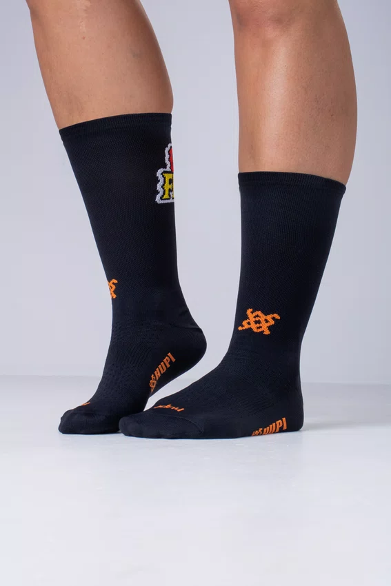 Meia HUPI On Fire Preto e Laranja