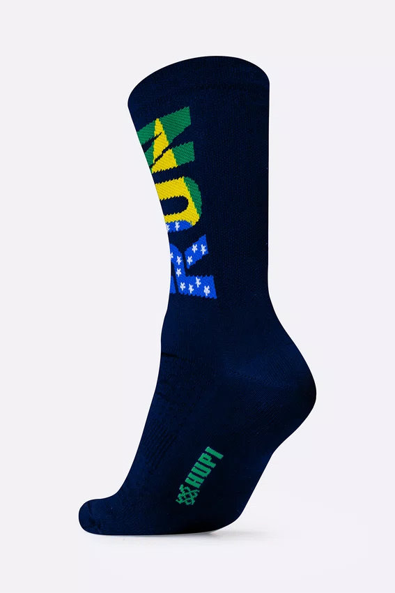 Meia HUPI Run Brasil Azul Marinho LT 34-38