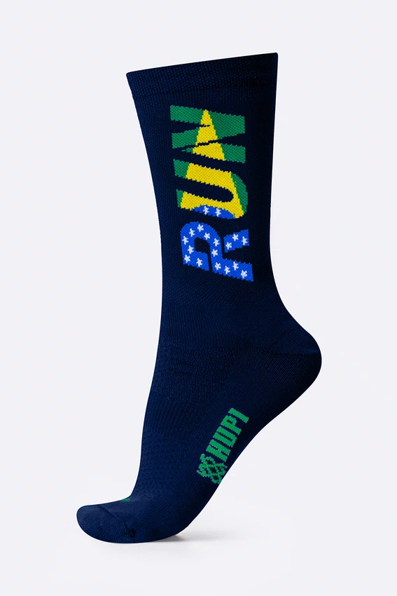 Meia HUPI Run Brasil Azul Marinho Plus 42-46