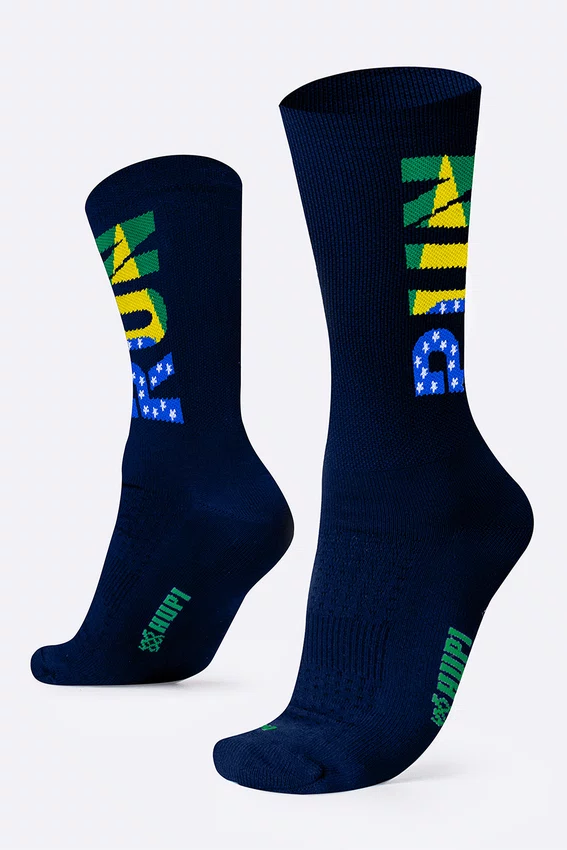 Meia HUPI Run Brasil Azul Marinho Plus 42-46