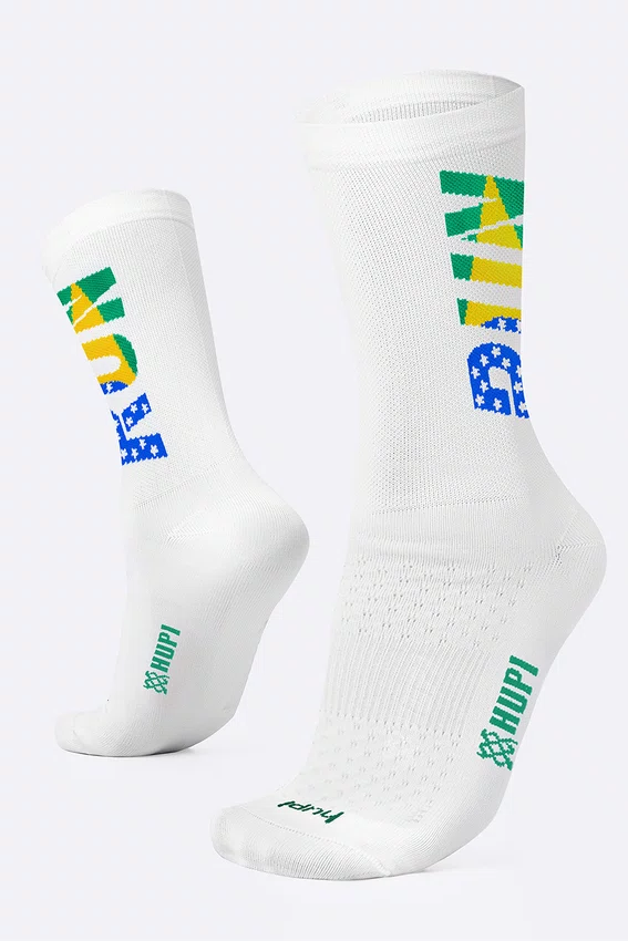 Meia HUPI Run Brasil Branco
