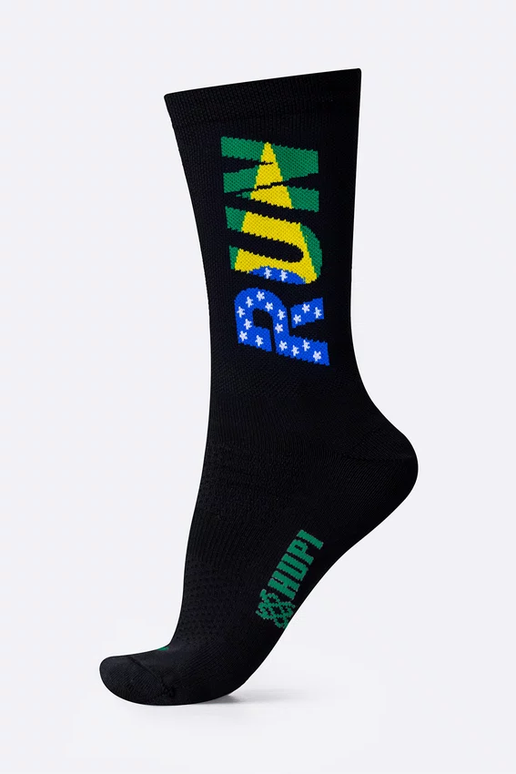 Meia HUPI Run Brasil Preto LT 34-38