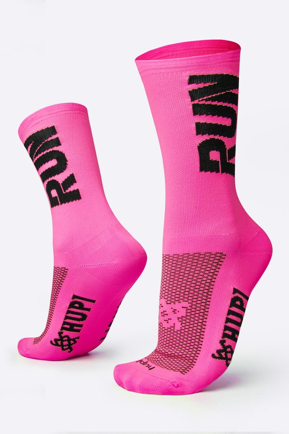 Meia HUPI Run Rosa/Preto - LT para pés menores 34-38