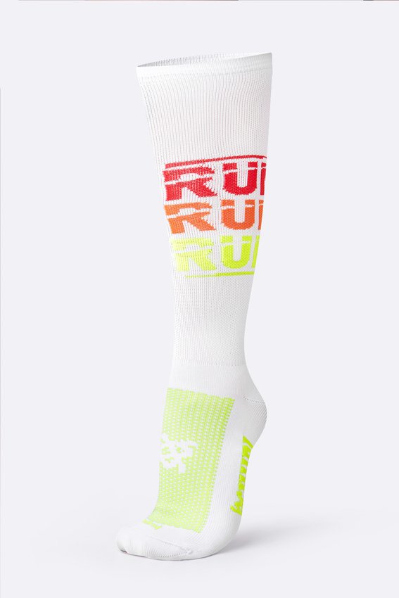 Meia HUPI Run Run Run Branca Longa