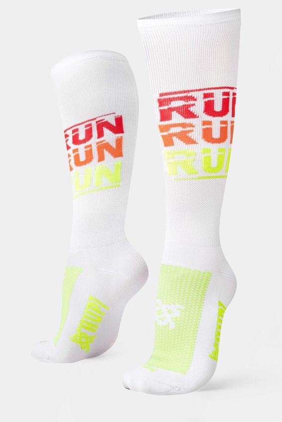 Meia HUPI Run Run Run Branca Longa