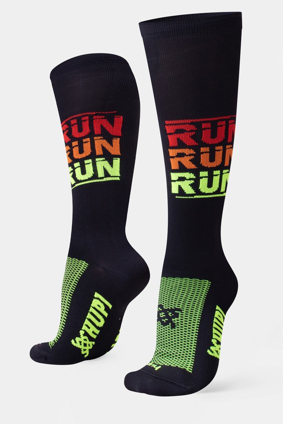 Meia HUPI Run Run Run Preta Longa