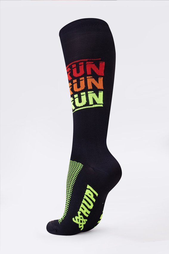 Meia HUPI Run Run Run Preta Longa