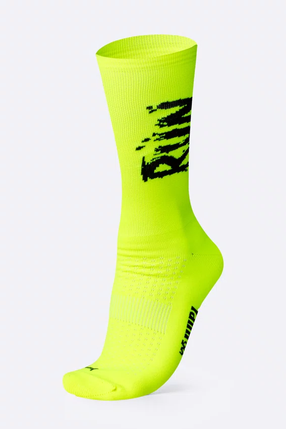 Meia HUPI Run Splash Amarelo Neon Pés Menores 34–38