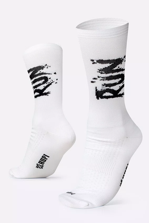 Meia HUPI Run Splash Branco Pés Menores 34–38