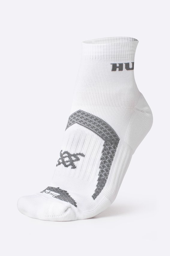 Meia HUPI Running Pro Prime Branco e Cinza - LT para pés menores 34-38