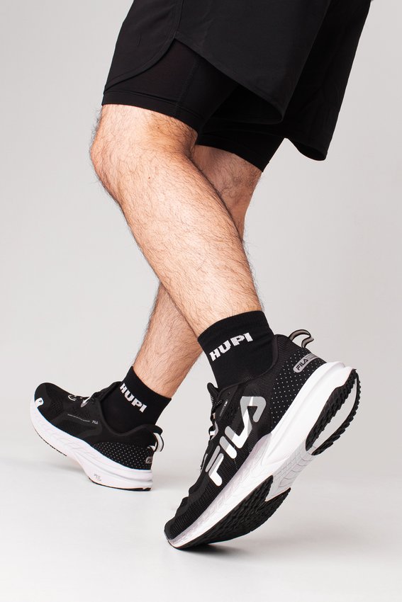 Meia HUPI Running Pro Prime Preto e Branco - Tamanho Plus 42-46