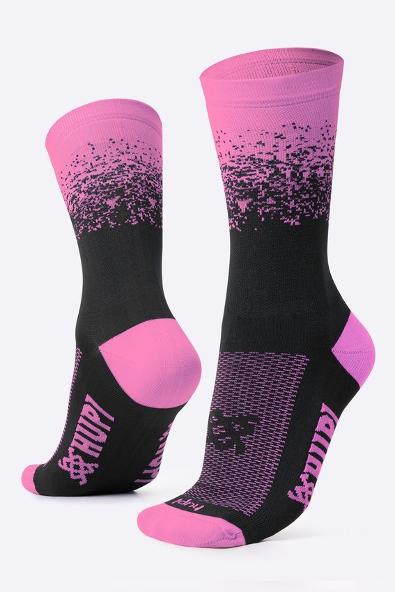 Meia HUPI Splash Preto e Rosa LT para Pés Menores