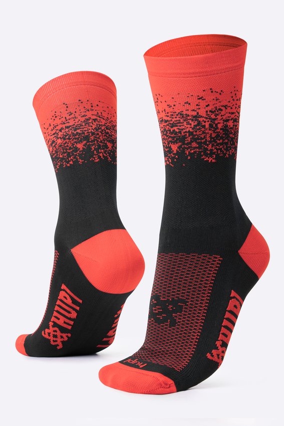 Meia HUPI Splash Preto/laranja Neon