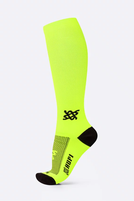 Meia Longa Amarelo Neon Lisa HUPI - 30 cm de Cano