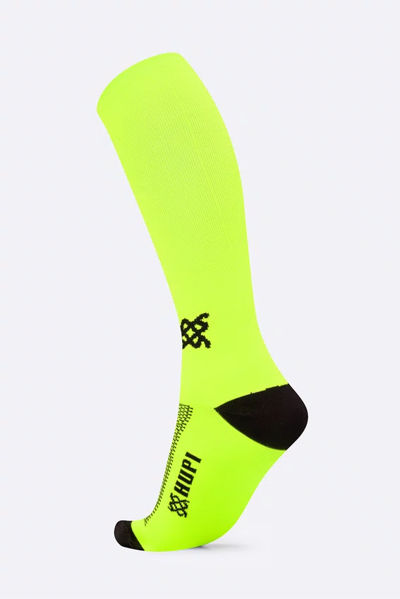 Meia Longa Amarelo Neon Lisa HUPI - 30 cm de Cano