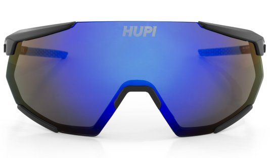 Óculos de Sol HUPI Aspen Armação Preto e Azul Lente Azul Espelhado