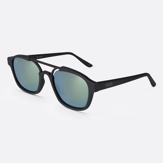 Óculos de Sol HUPI Berlin Preto Fosco com Lente Verde Espelhada