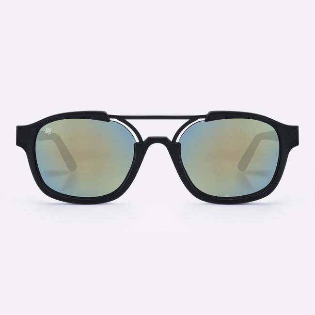 Óculos de Sol HUPI Berlin Preto Fosco com Lente Verde Espelhada