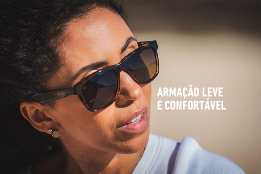 Óculos de Sol HUPI Brile Armação Tartaruga Lente Marrom