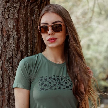 Óculos de Sol HUPI Cougar Armação Marrom Lente Marrom