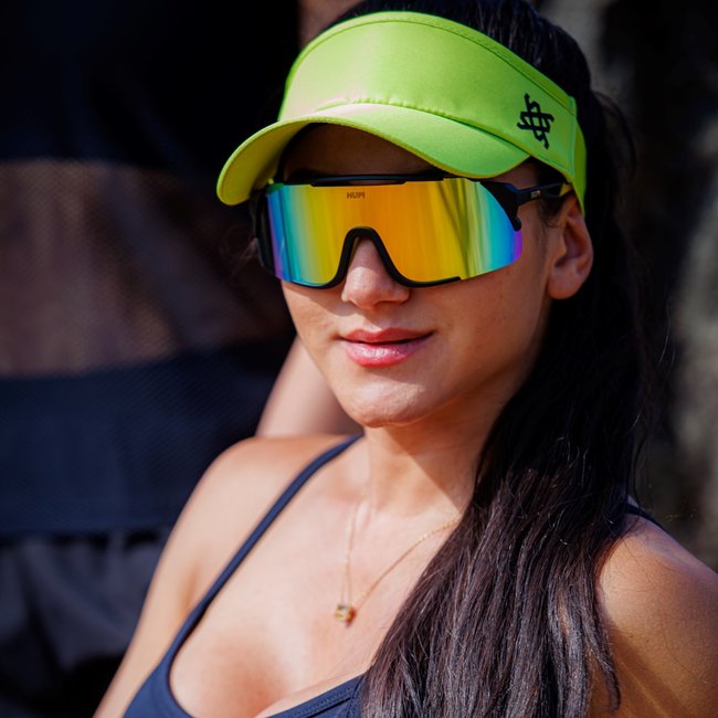 Óculos de Sol HUPI Eagle Preto/Amarelo - Lente Dourado Espelhado