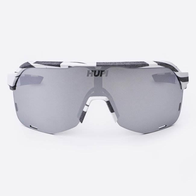 Óculos de Sol HUPI Huez  Camo Preto e Cinza - Lente Prata Espelhado 