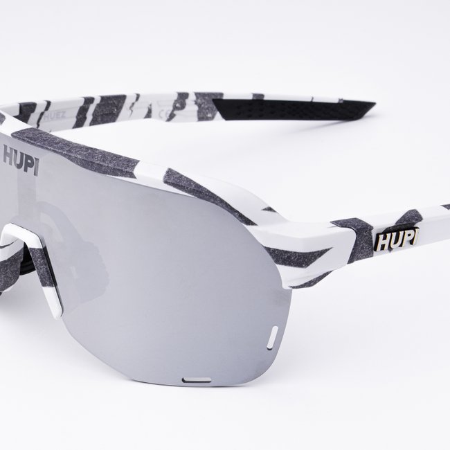 Óculos de Sol HUPI Huez  Camo Preto e Cinza - Lente Prata Espelhado 