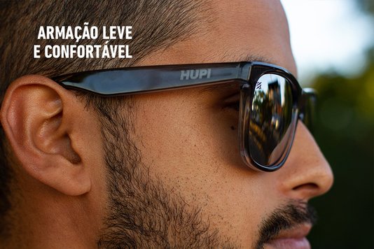 Óculos de Sol HUPI Luppa Armação Cinza Cristal Lente Prata