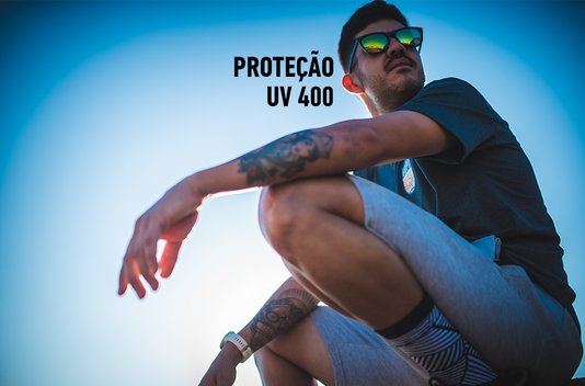 Óculos de Sol HUPI Luppa Armação Preto Fosco Lente Verde Espelhado