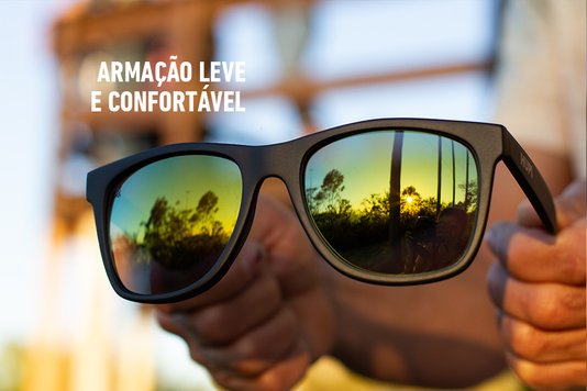Óculos de Sol HUPI Luppa Armação Preto Fosco Lente Verde Espelhado