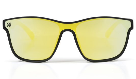 Óculos de Sol HUPI Major Preto - Lente Dourado Espelhado
