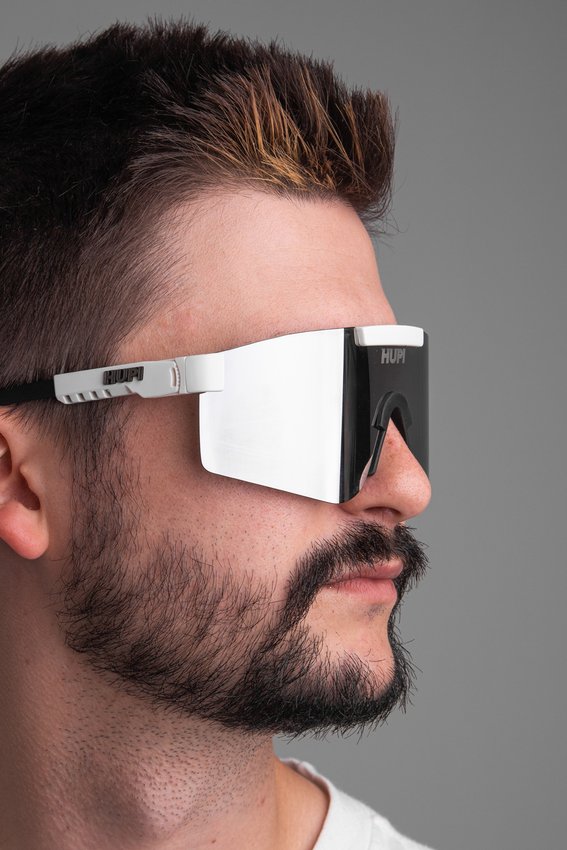 Óculos de Sol HUPI Maverick Branco - Lente Prata Espelhado