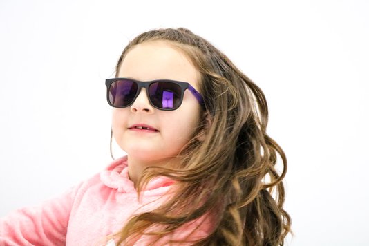 Óculos de Sol HUPI Naja Infantil Preto Fosco/Roxo - Lente Roxo Espelhado