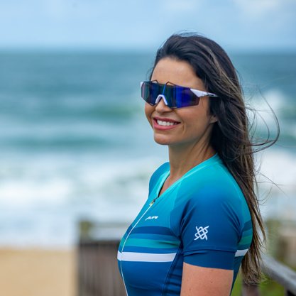 Óculos de Sol HUPI Noronha Branco e Azul - Lente Azul Espelhado