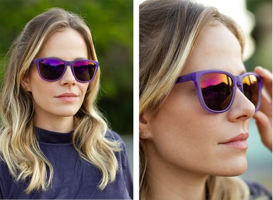 Óculos de Sol HUPI Paso Armação Lilás Escuro Lente Roxo Espelhado