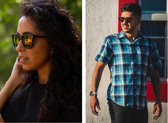 Óculos de Sol HUPI Paso Armação Preto Lente Vermelho Espelhado