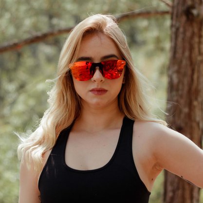 Óculos de Sol HUPI Seasons Armação Preto Lente Vermelho Espelhado