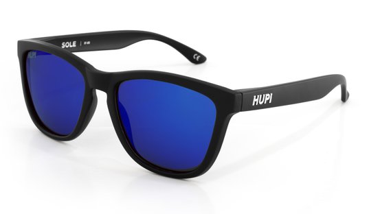 Óculos de Sol HUPI Sole Armação Preto Lente Azul Espelhado