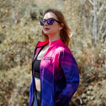 Óculos de Sol HUPI Sole Armação Preto Lente Roxo Espelhado
