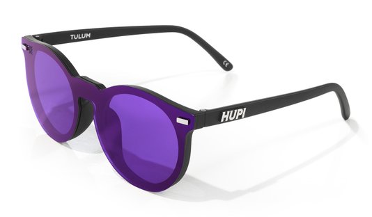 Óculos de Sol HUPI Tulum Preto - Lente Roxo Espelhado